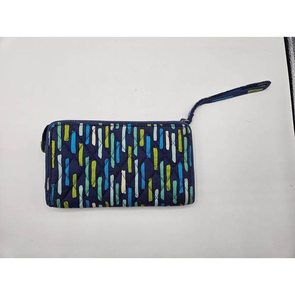 Vera Bradley Katalina Showers Front Zip Wristlet Blue Green White Light Blue - Picture 2 of 7